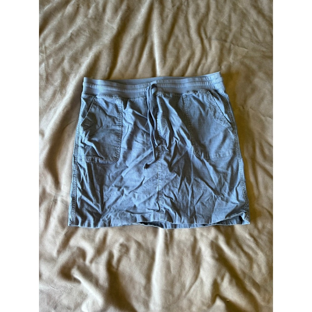 Caffe Marrakesh Blue Drawstring Elastic Waist Pocketed Mini Skirt Womens Size 10